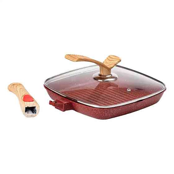 MGC Алюмінієва сковорода-гриль 24 см зі скляною кришкою Square Red MGC HP-4-461R Коломыя