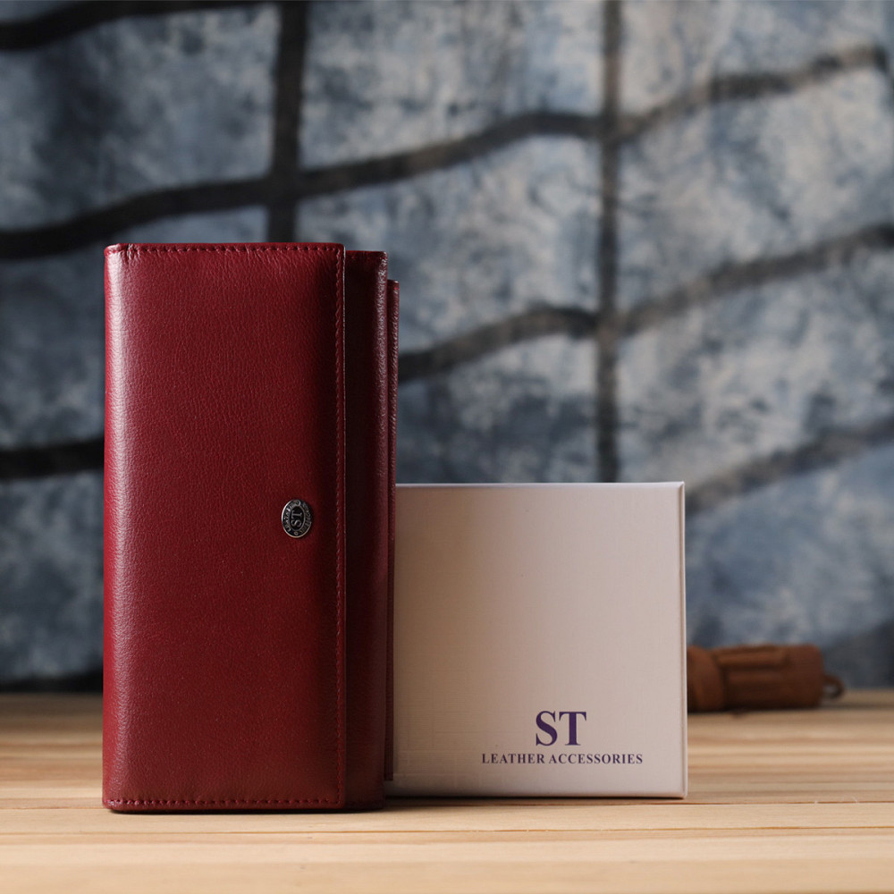Женский кошелек с карманом для телефона из натуральной кожи ST Leather 23069 Бордовый Киев - изображение 1