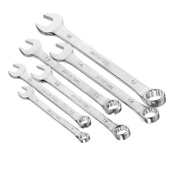 Набір ключів комбінованих, 6 шт., 8-17 мм, Cr-V INTERTOOL HT-1201 Київ