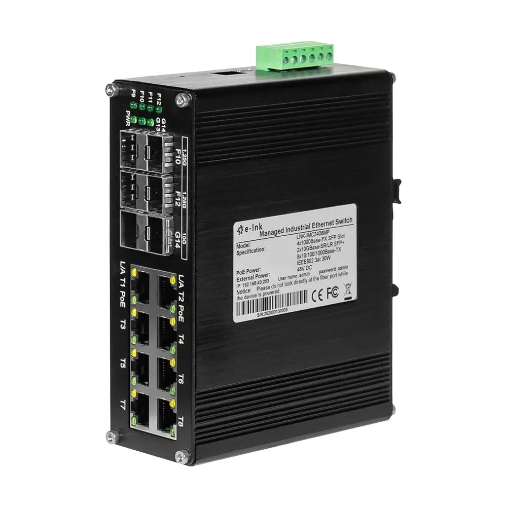 PoE-комутатор 14-портовий керований L2+ E-LINK ETH-IMC2408MP гігабітний з 8 портами PoE, 240W (73-00150) Київ - фото 1