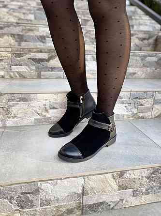 Черевики жіночі 218 чорні шкіра+замша натуральна 37р. (1204) Коломыя