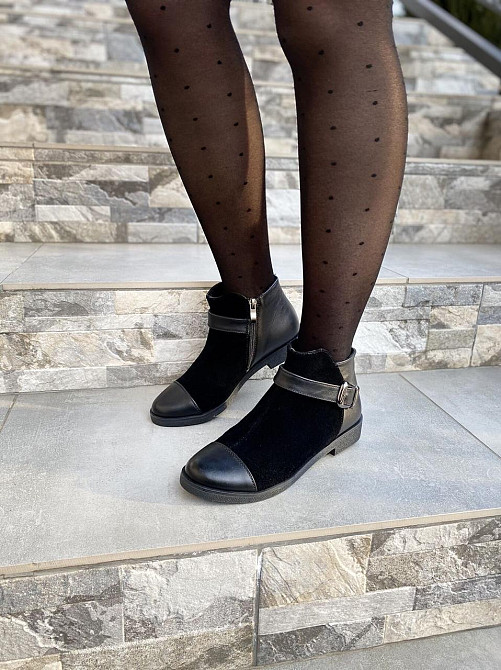 Черевики жіночі 218 чорні шкіра+замша натуральна 37р. (1204) Коломыя - изображение 3