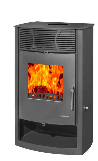 Печь-камин на дровах Hosseven Denice 7,5 кВт стальная буржуйка с чугунной топкой панорамное стекло верхний дымоход Тернополь - изображение 1