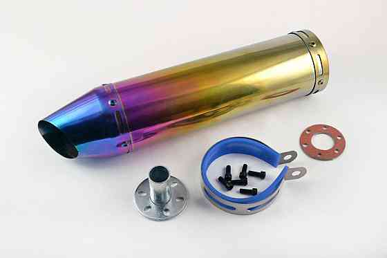 Глушитель (тюнинг) 300*9 см, креп. Ø48mm (нержавейка, радуга, прямоток сопло, mod:G-1076) Мукачево