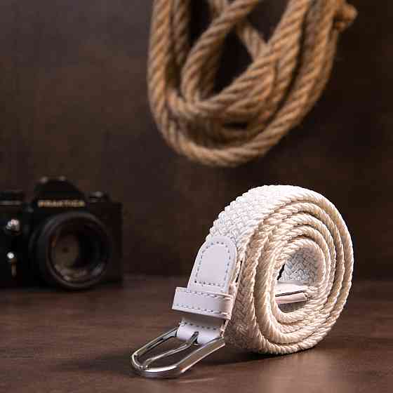 Текстильный женский ремень классика Vintage 20545 Белый Киев