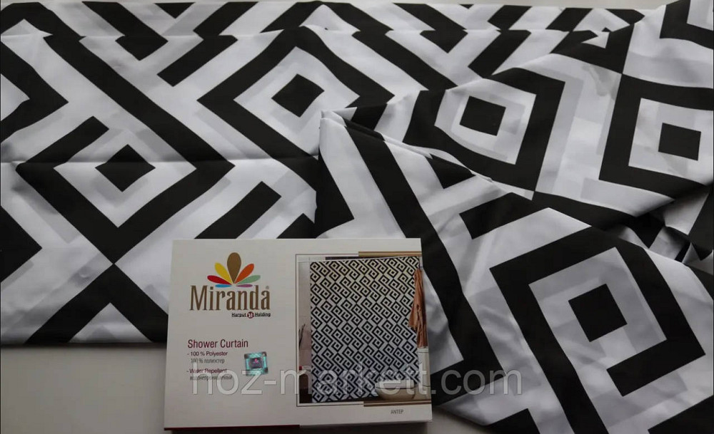 Штора для ванної тканинна Міранда Antep 180 х 200 см чорно-біла Харків - фото 4