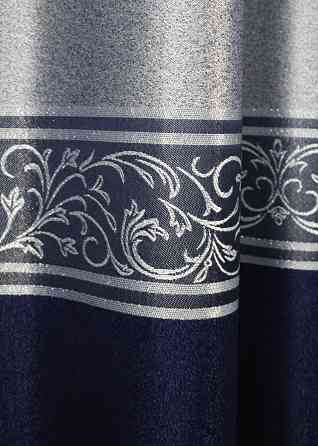 Комплект готовых штор VR-Textil ANZIO № 1463ш Серебристый с синим 140х290 см 2 шт (33-0334) Киев