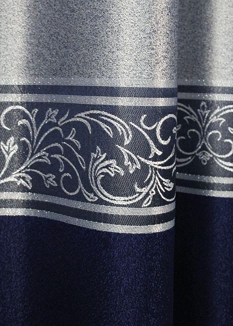 Комплект готовых штор VR-Textil ANZIO № 1463ш Серебристый с синим 140х290 см 2 шт (33-0334) Киев - изображение 6