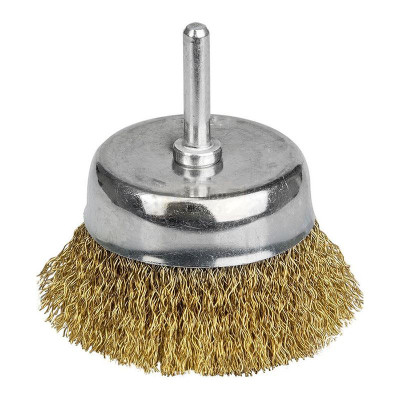 Щетка для электроинструмента Sigma проволочная чашеобразная 75мм хвостовик O6мм латунированная 9015071 (9015071) Винница - изображение 1