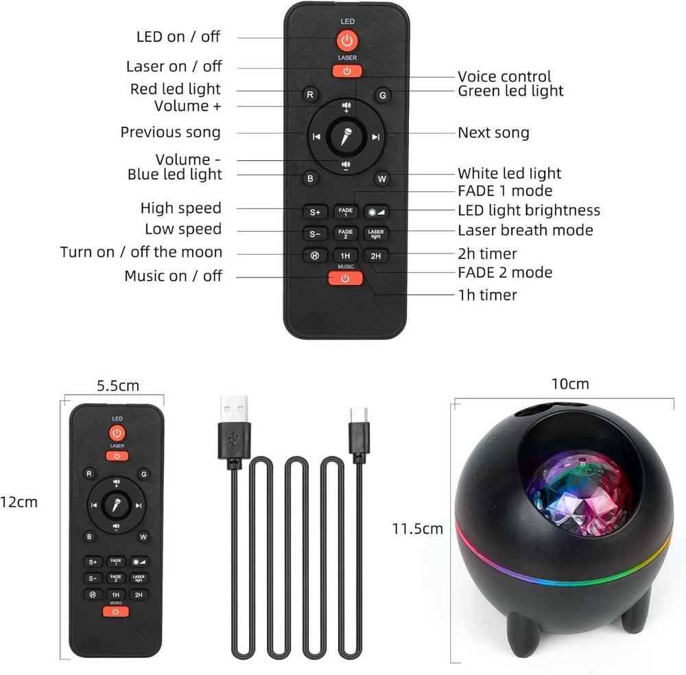 Проєктор зоряного неба Star Galaxy з Bluetooth, нічник з музикою, для дітей, вечірок, спальні, 21 режим Київ - фото 9