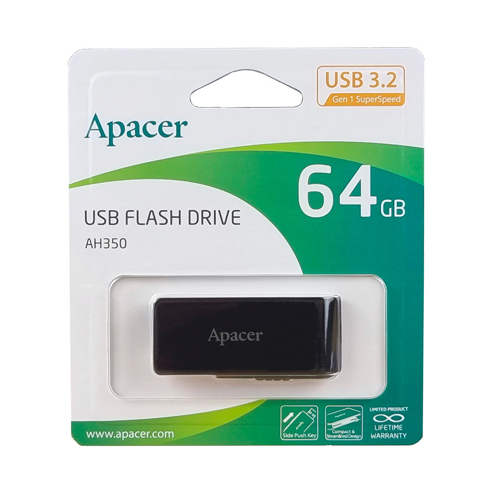 Флеш-накопичувач Apacer USB 3.2 Gen 1 AH350 64Gb Black Київ - фото 10