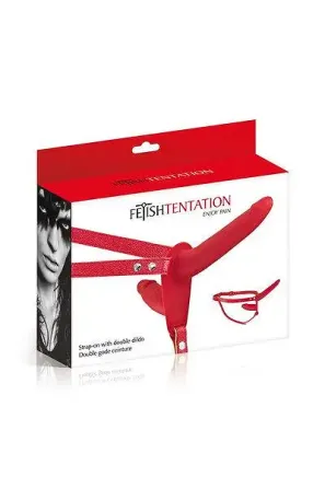 Подвійний страпон Fetish Tentation Strap-On with Double Dildo Red Львів