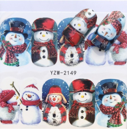 Стикер на ногти новогодний снеговички -размер стикера 6*5см, инструкция по применению есть в описании товара Киев - изображение 1