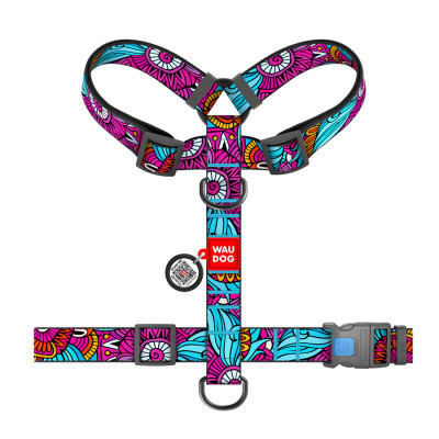 Шлея для собак WAUDOG Nylon анатомічна H-подібна з QR-паспортом "Літо" пластиковий фастекс XL (323-0062) Вінниця - фото 2