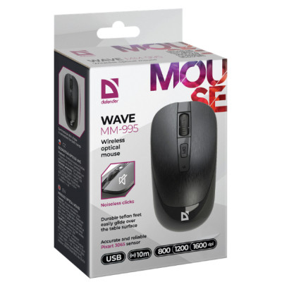 Мишка Defender Wave MM-995 Silent Wireless Black (52995) Вінниця - фото 3