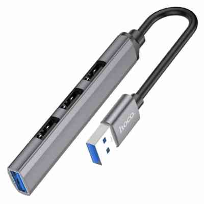 Концентратор HOCO USB to USB 3.0 + 3xUSB 2.0 metal gray (6931474765468) Винница