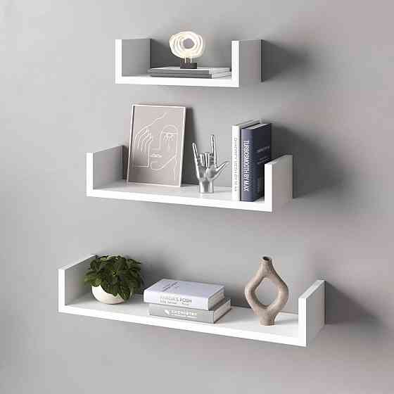 Полки настенные VAYS M-37 Белый, набор из 3 навесных полок из ЛДСП - для дома, офиса, гостиной Львов