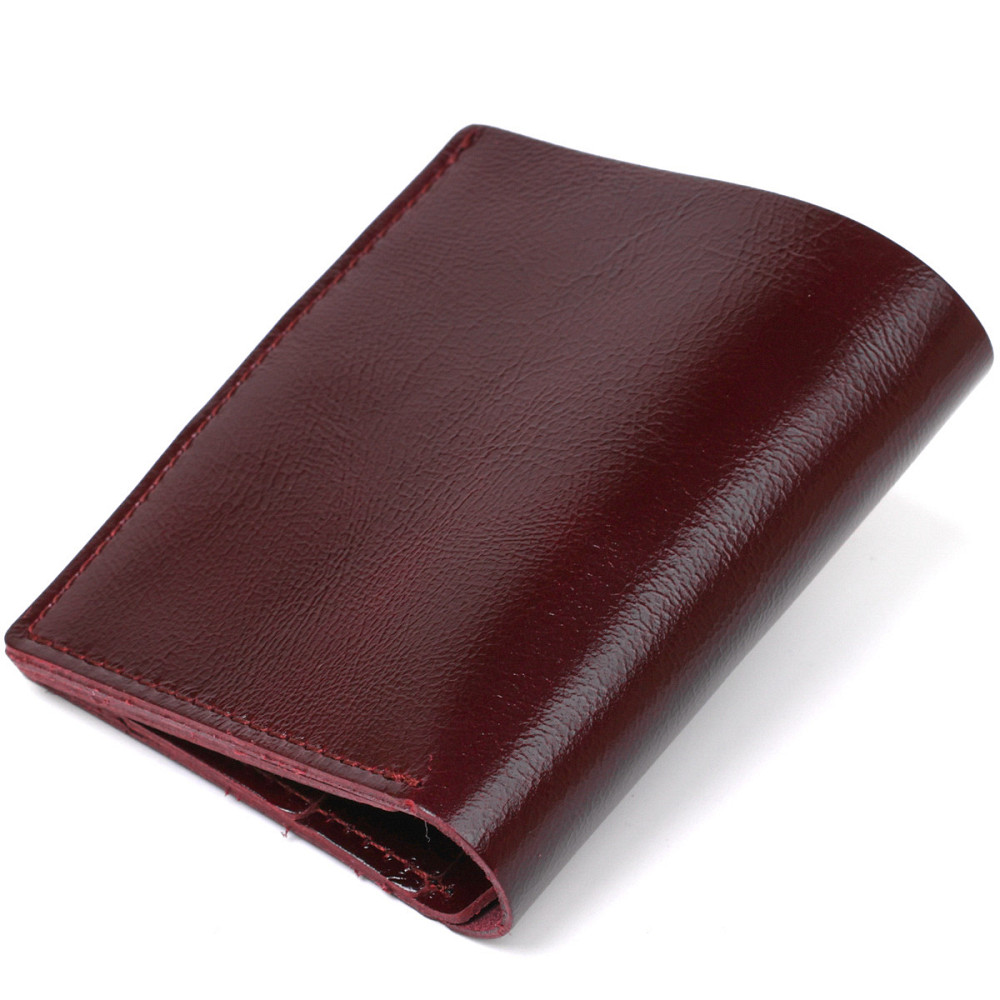 Женское глянцевое кожаное портмоне Shvigel 16484 Бордовый Киев - изображение 2