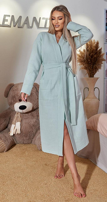 Хлопковый вафельный халат Киев - изображение 4