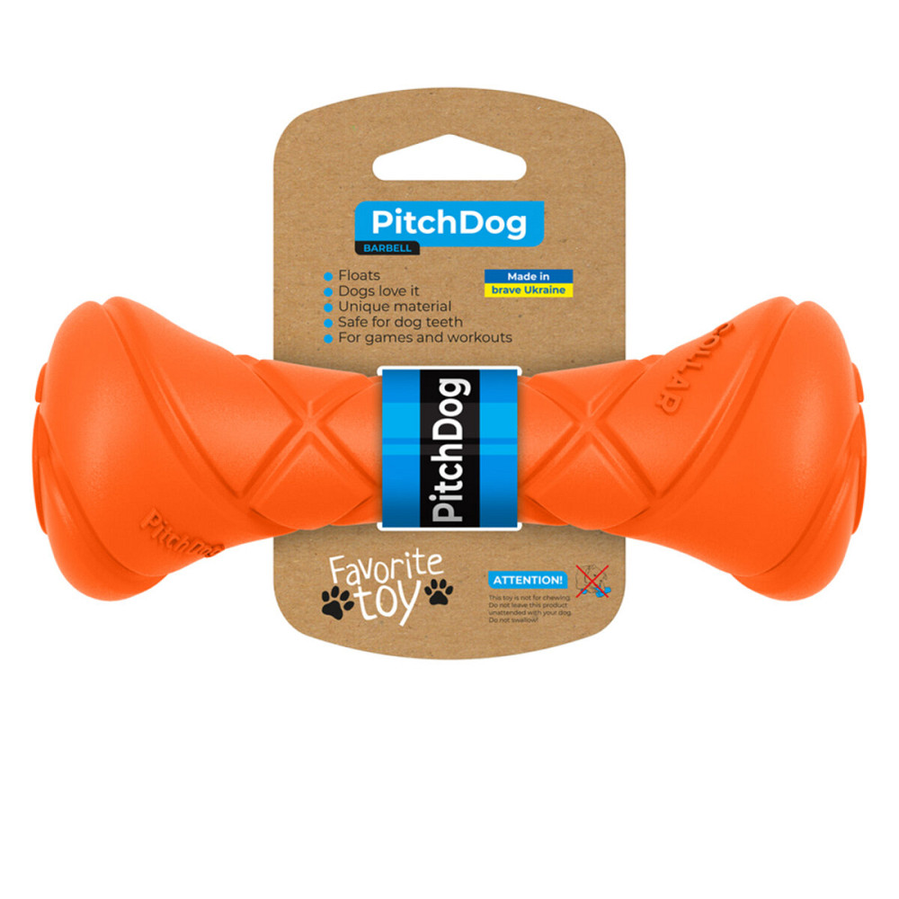 Ігрова гантель для апортировки PitchDog, довжина 19 см, діаметр 7 см помаранчевий Київ - фото 1