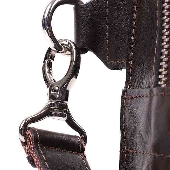 Прямокутна сумка бананка з якісної натуральної шкіри Коричневий (GRANDE PELLE) Київ