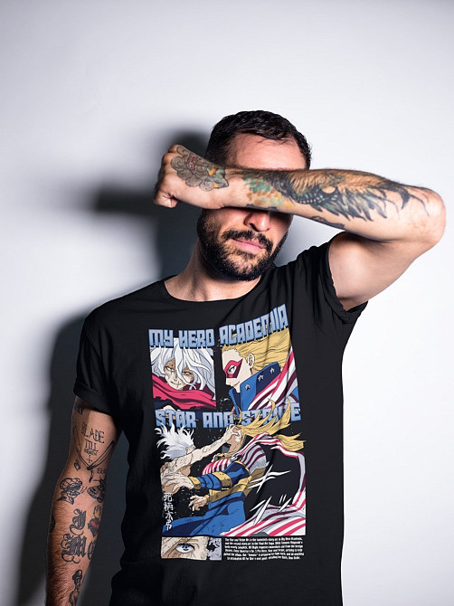 Футболка мужская аниме Моя геройская академия оверсайз (S/M/L) Черний AnimeJ0493 Днепр - изображение 9