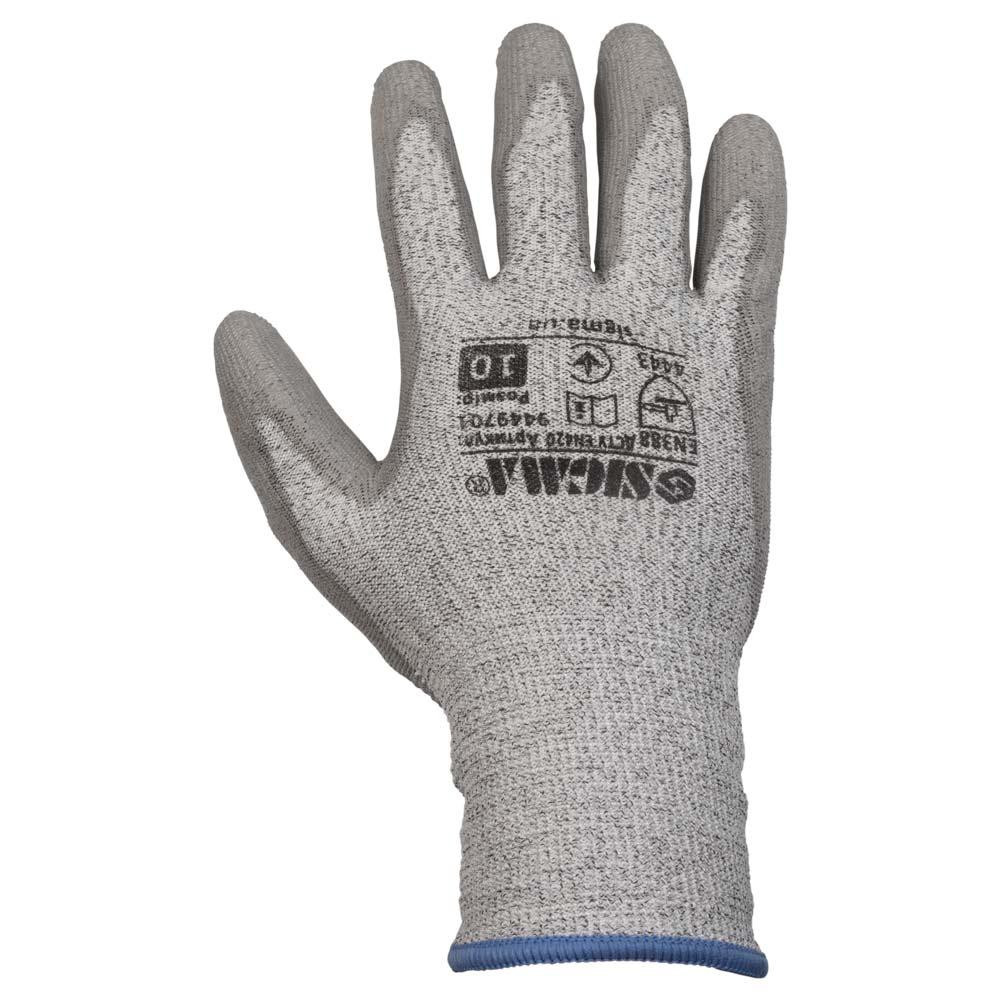Рукавиці трикотажні Антипоріз з частковим ПУ-покриттям р10 (сірі манжет) SIGMA (9449701) Київ - фото 3