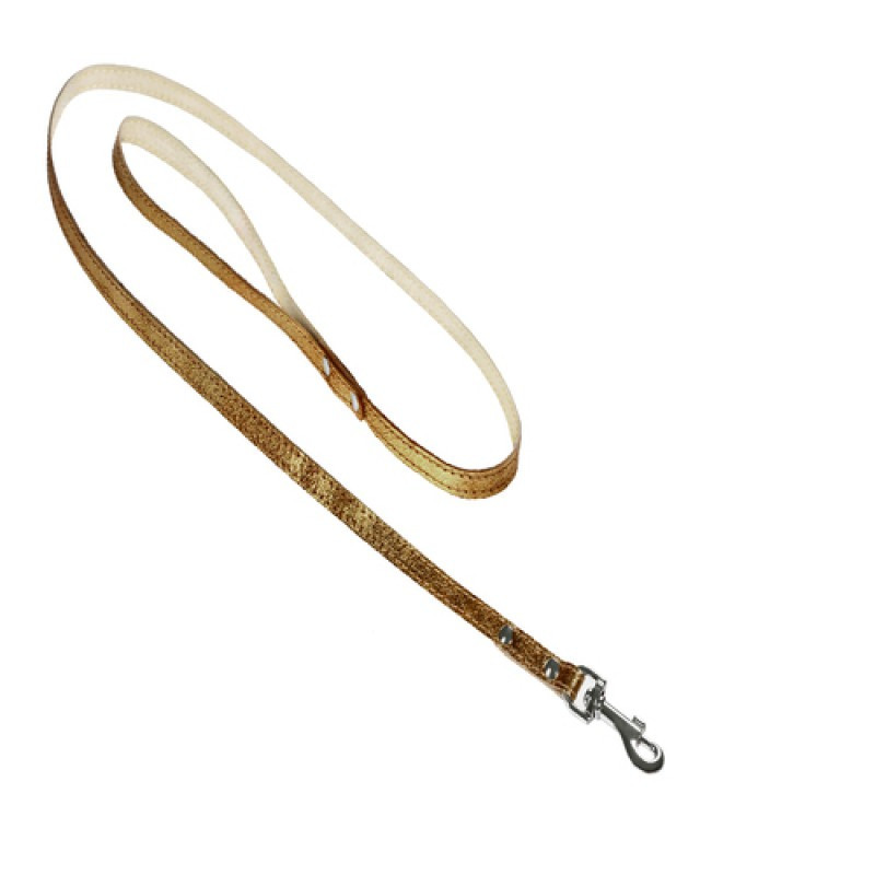 7821 Повідець 10мм "ПЕРЛАМУТР" шкіряний подвійний прострочений Золотий Вінниця - фото 1