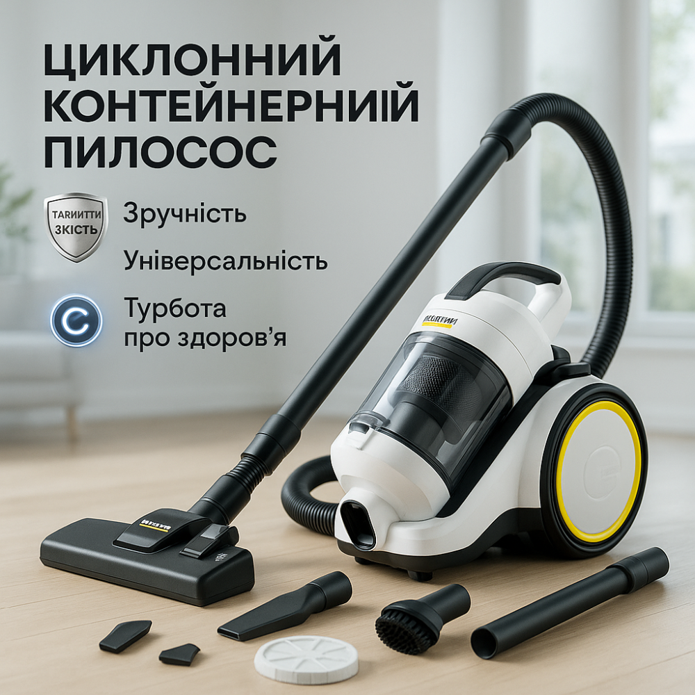Пылесос контейнерный без мешка Karcher VC 3 Plus, Стационарный пылесос для дома с фильтрацией EB-11 Львов - изображение 2
