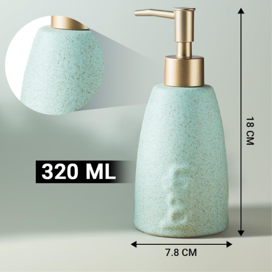 Дозатор керамічний для мила у ванну і душову кімнату 320 мл, диспенсер для рідкого мила і миючого засобу, зелений Кам'янець-Подільський
