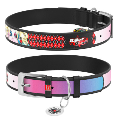 Нашийник для тварин WAUDOG Design з QR паспортом "Харлі Квін" XXS Ш 12 мм Д 18-24 см чорний (0012-1002-01) Вінниця - фото 1