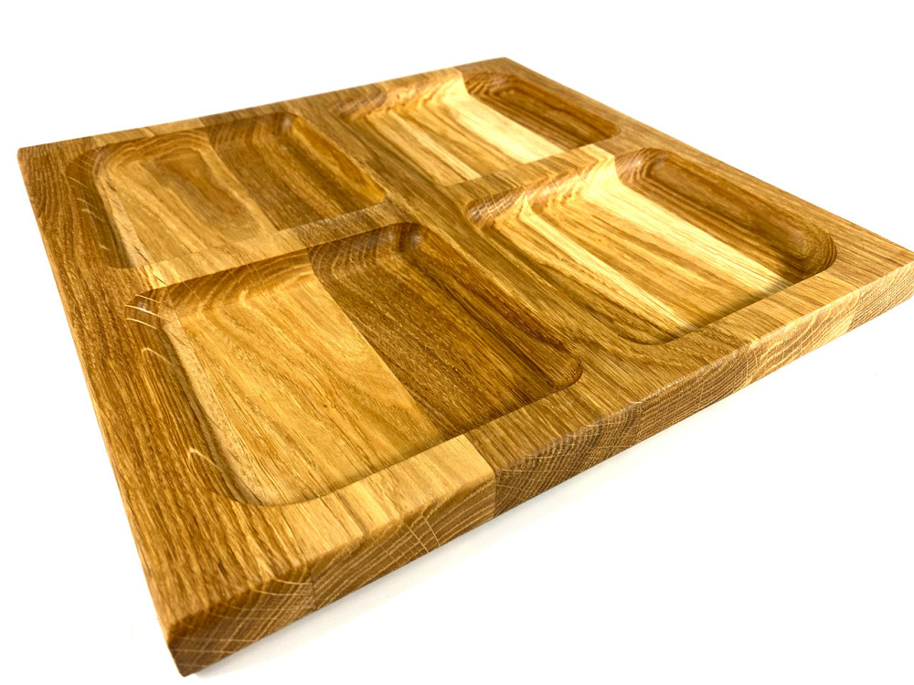 Деревʼяна тарілка квадратна з натурального дерева для закусок, закусочна тарілка 30х30х2,5 см Кам'янець-Подільський - фото 5