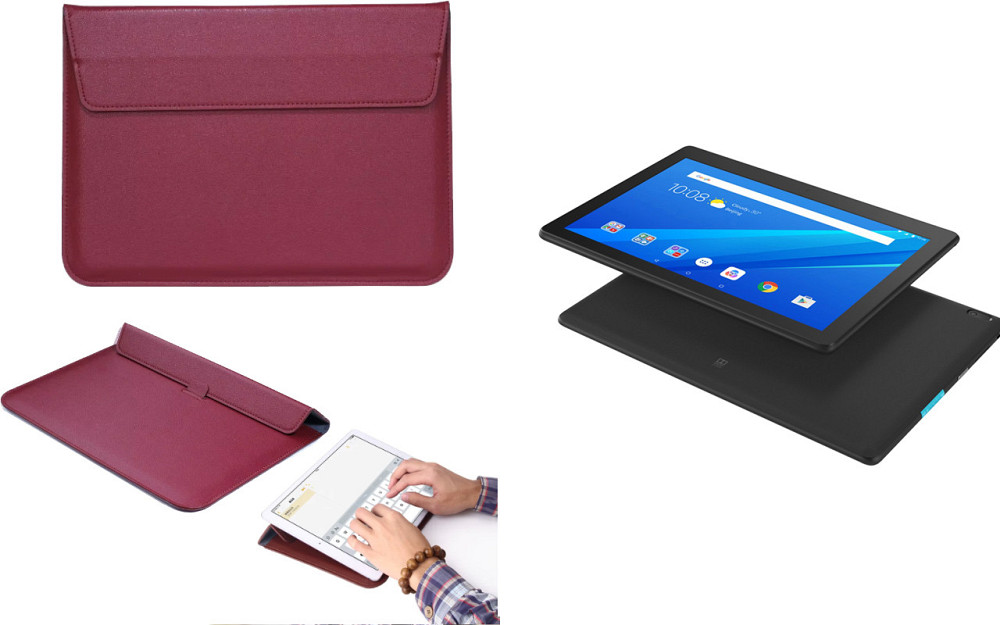 Чохол-конверт VitoCase для Lenovo Tab E10, з функцією підставки для планшета Бордовий Київ - фото 1