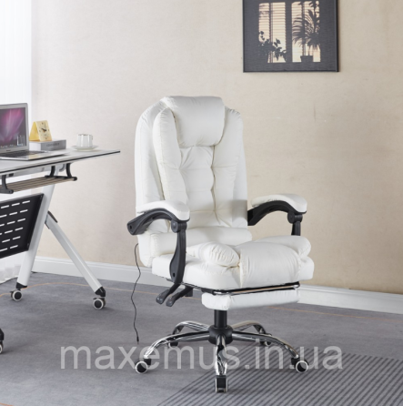 Офисное кресло с массажем и подставкой для ног B 6 0 7 1 кресло для офиса и персонала компьютерное белое Мостиска