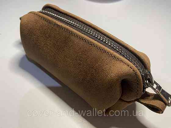 Містка ключниця на блискавці невеликого розміру з вінтажної шкіри PS Leather Київ