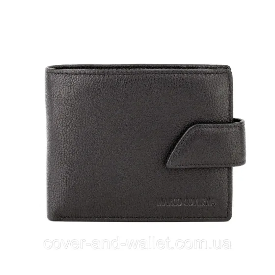 Класичний чоловічий гаманець з італійської шкіри в чорному кольорі Marco Coverna B005-801 Київ