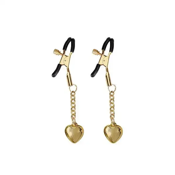 Затискачі для сосків Liebe Seele Solid Heart Nipple Clamps Gold Львів - фото 1