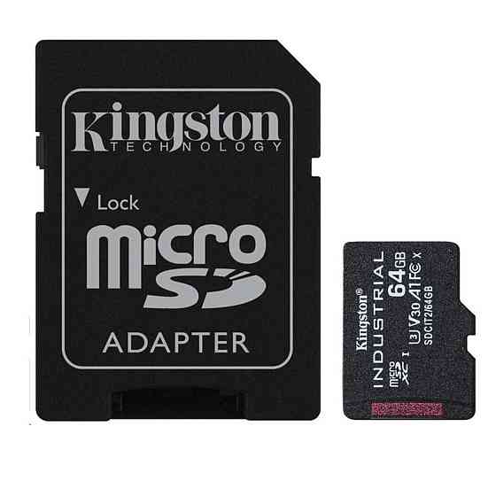 microSDXC (UHS-1 U3) Kingston Industrial 64Gb class 10 V30 А1 (adapter SD) Київ