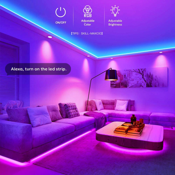 Розумна світлодіодна LED стрічка Maxcio Smart 5 м, Wi-Fi RGB, керування зі смартфона, сумісна з Alexa та Google Home Київ