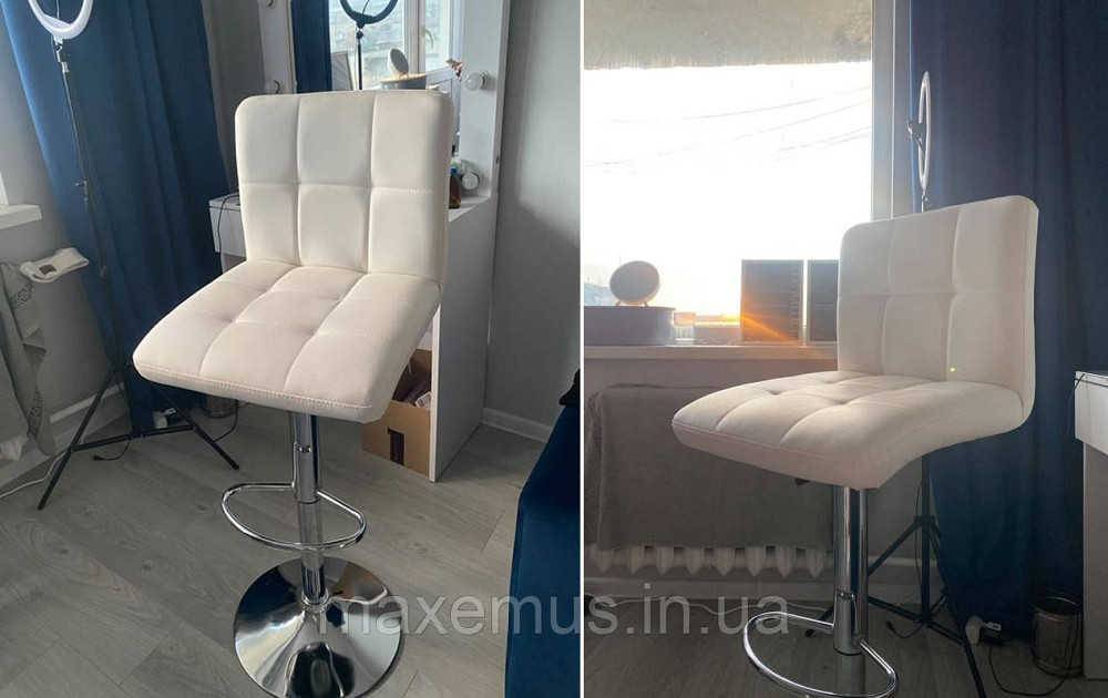 Барный стул для барной стойки хокер с спинкой на кухню кресло барное Hoker экокожа Bonro BC-0106 бел Львов - изображение 1