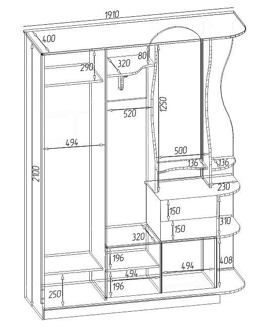 Передпокій Люкс-купе LUX, Дуб Сонома, 1910/400/2100 Львів - фото 2