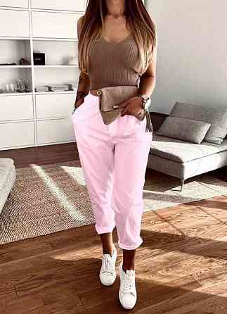 Літні штани з підворотом "Hunter" оптом | Норма | Розпродаж моделі Рожевий, 46-48 Київ