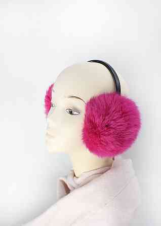 Наушники меховые детские из кролика Малиновый Харьков