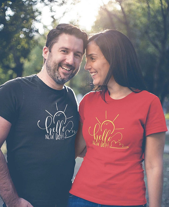 Футболки в стилі Family look для мами, тата та дитини З написом Hello new day Чернівці - фото 1