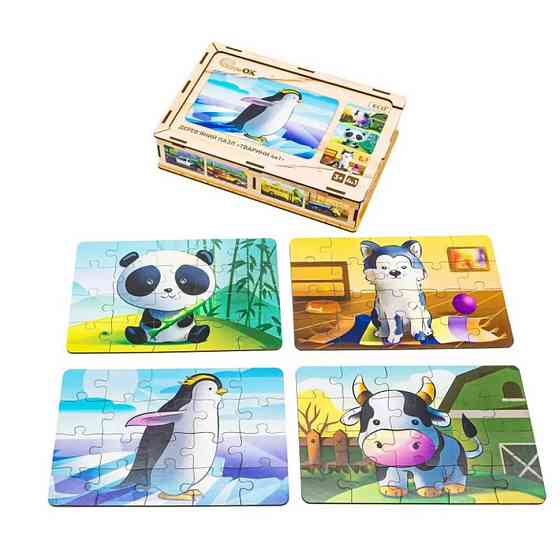 Детский деревянный пазл Животные 4 в 1 Puz-10369, 80 элементов Винница