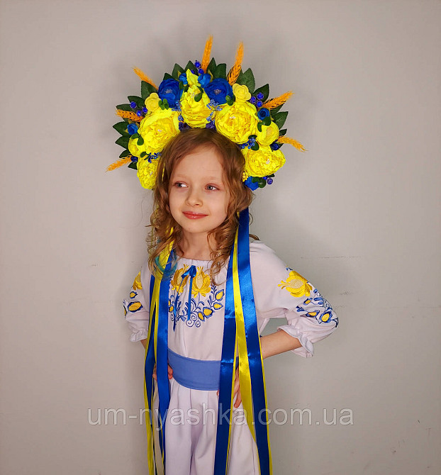 Віночок ободок з квітами "Сценічний з колосками та стрічками" Кривий Ріг - фото 6