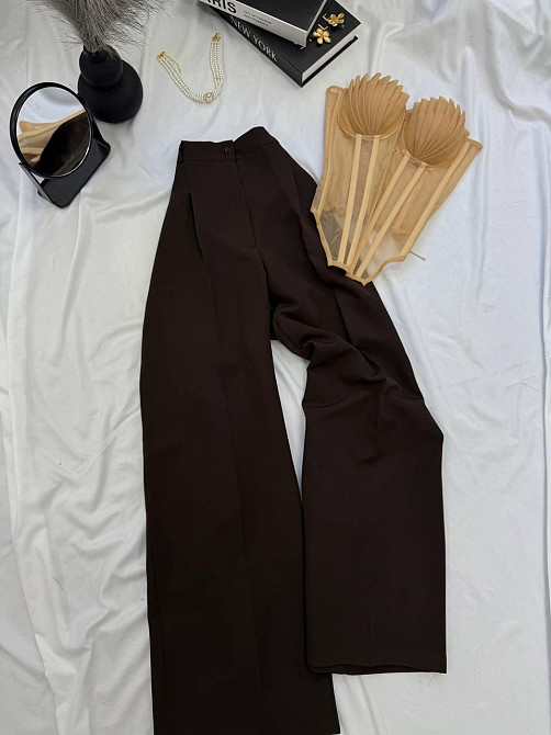 Женские базовые брюки палаццо костюмка Шоколадный, 50/52 Одесса - изображение 1