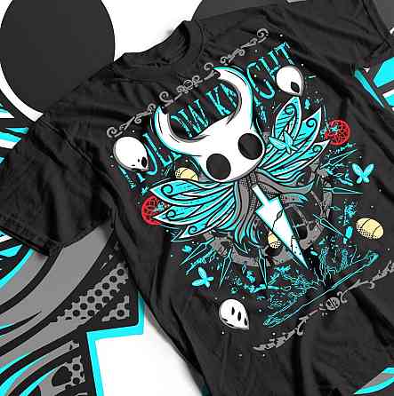 Футболка з аніме принтом Холлов Кнігхт Сілксонг Вінтаге оверсайз (S/M/L) Чорний AnimeJ0209 Дніпро