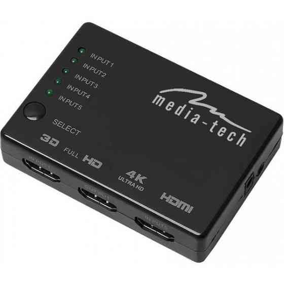 Сплітер HDMI 5xports HDMI switch, remote controlled, 4K resolution support Media-Tech (MT5207) Київ
