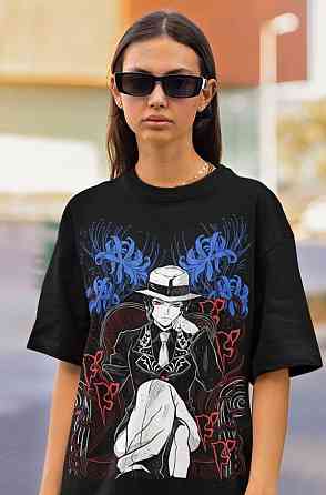 Футболка для хлопчика з аніме принтом Вбивця демонів оверсайз (зріст від 165 до 180) Чорний AnimeJ0847m Дніпро